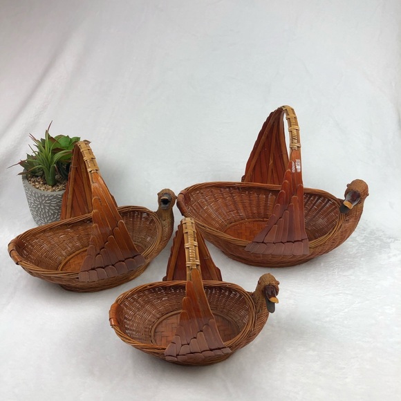 Vintage Wicker Duck Basket Bundle of 3 - Picture 1 of 7